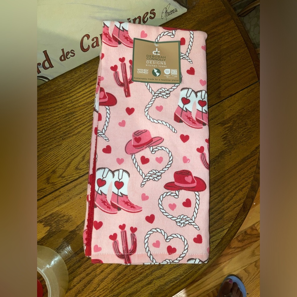 Kitchen Towel Set - 3, Cowgirl & Hearts  - NWT